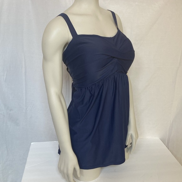 Women’s Plus Size XXXL Tankini Navy Blue Color Lightly Padded Criss Cross Bust - Picture 3 of 7